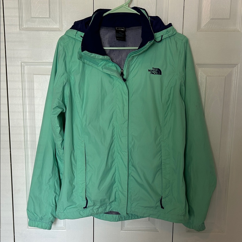 The North Face Mint Green Hooded Rain Jacket